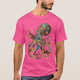 Octopus Blommigt Flowers Squid Kraken Dyka T Shirt