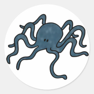 Octopus Blue Runt Klistermärke