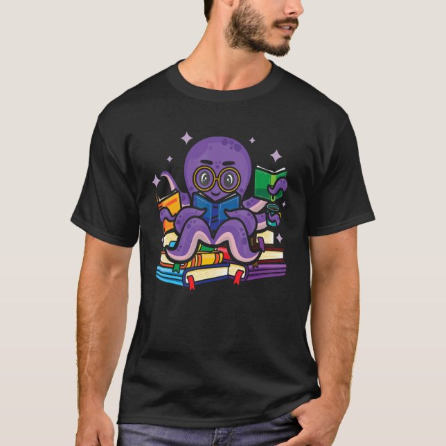 Octopus Bok dyver Bookworm Funny Reader Rea T Shirt (Framsida)