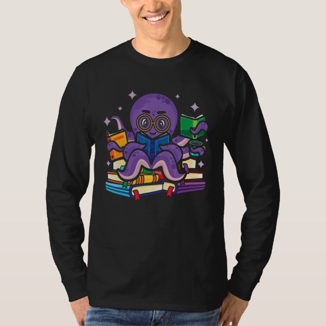 Octopus Bok dyver Bookworm Funny Reader Rea T Shirt (Framsida)