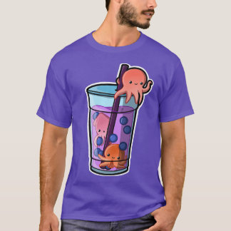Octopus Bubble Tea Aditable Kawaii Animal Cute Bob T Shirt