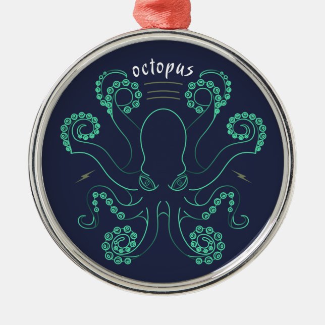 Octopus Cephalopod Tentacles Julgransprydnad Metall (Framsidan)