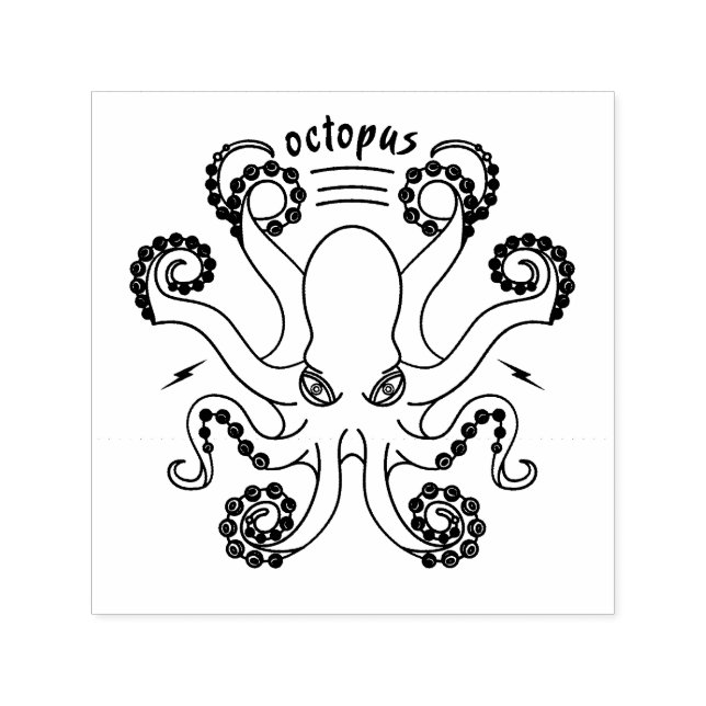 Octopus Cephalopod Tentacles Självfärgande Stämpel (Design)