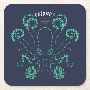 Octopus Cephalopod Tentacles Underlägg Papper Kvadrat