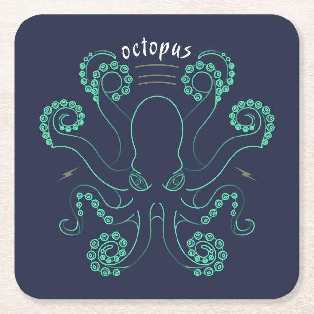 Octopus Cephalopod Tentacles Underlägg Papper Kvadrat (Framsidan)