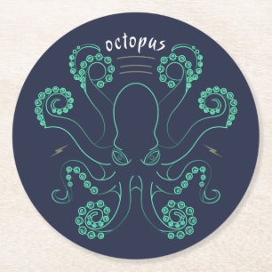 Octopus Cephalopod Tentacles Underlägg Papper Rund