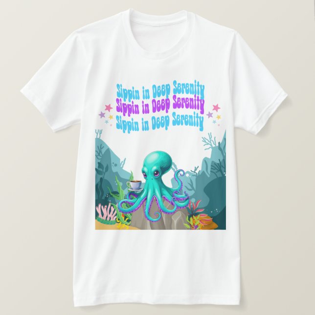 Octopus Coffee Älskare - Coastal Morgon T-shirt De (Design framsida)