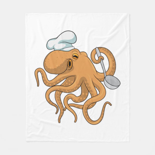 Octopus Cook Chef hat Fleecefilt (Framsidan)
