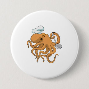 Octopus Cook Chef hat Knapp