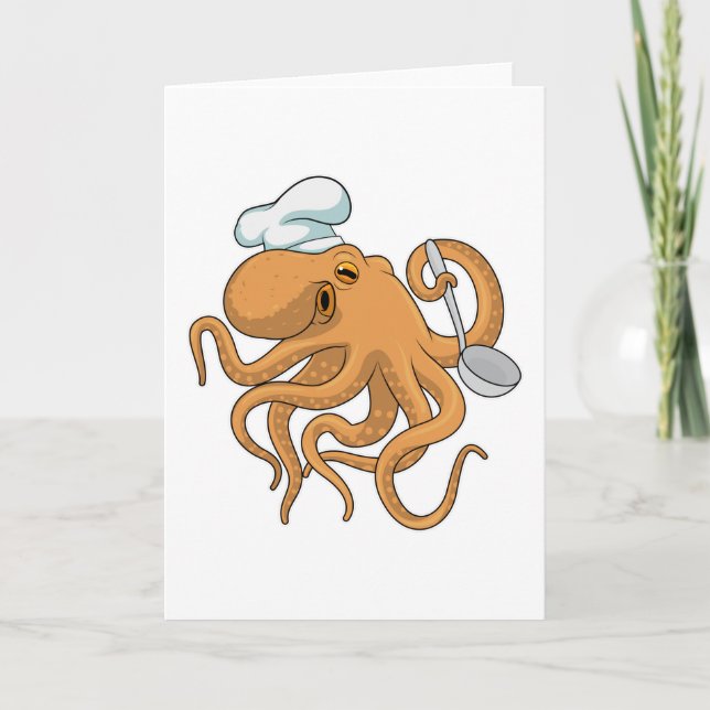 Octopus Cook Chef hat Kort (Framsida)
