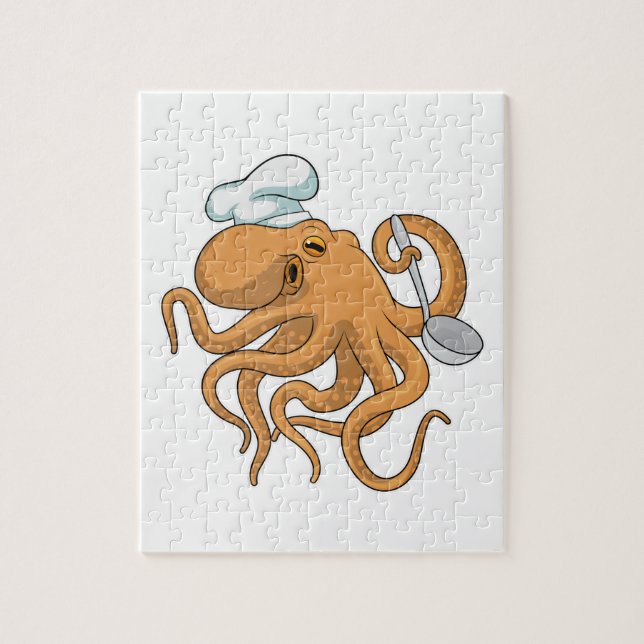 Octopus Cook Chef hat Pussel (Vertikal)
