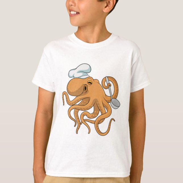 Octopus Cook Chef hat T Shirt (Framsida)