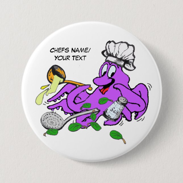 Octopus Cook Chefs Button Knapp (Framsida)