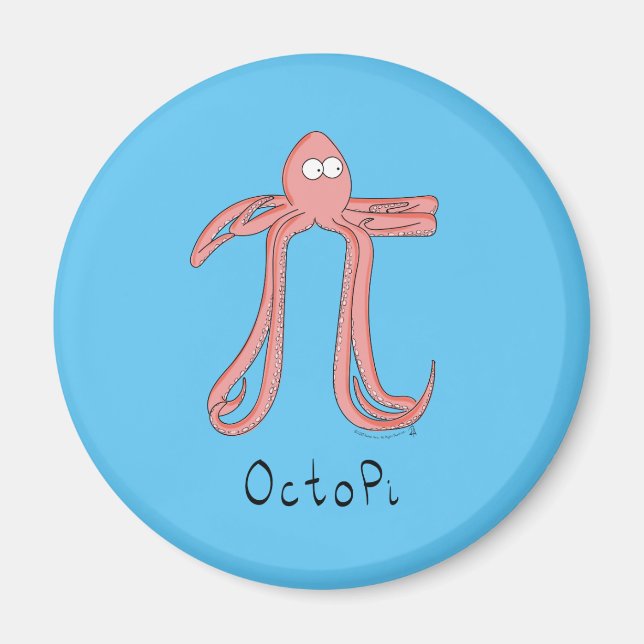 Octopus Cute Math Pi Day Magnet (Framsidan)