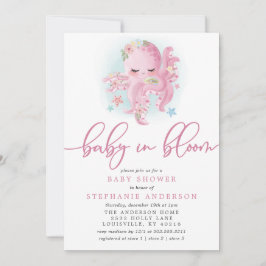 Octopus Cute Rosa Baby i Bloom Baby Shower Inbjudningar