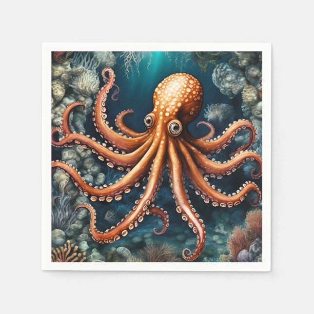 Octopus Deep Blue Pappersservett (Framsidan)