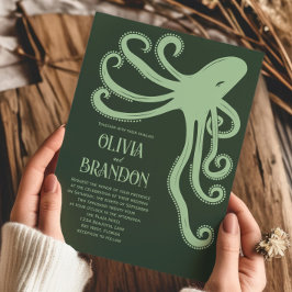Octopus Deep Sea Steilized Modern Bröllop Inbjudningar