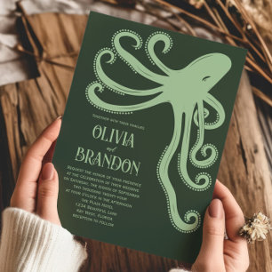 Octopus Deep Sea Steilized Modern Bröllop Inbjudningar