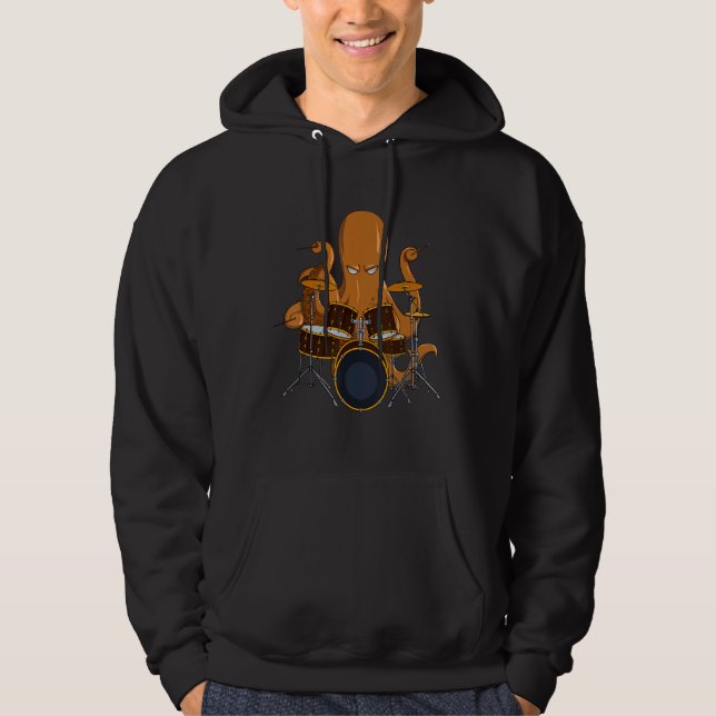 Octopus Drummer Funny Drums Drumming Music Hoodie (Framsida)