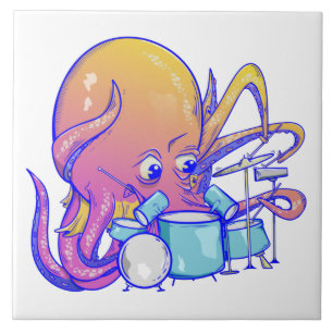 Octopus Drummer Kakelplatta