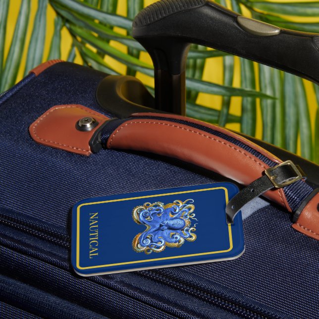 Octopus Elegant Blue Boating Personal Bagagebricka (Framsida Insitu 3)