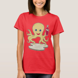 Octopus Flaska Vin T Shirt