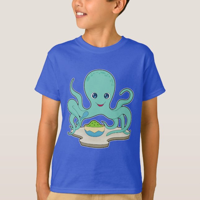 Octopus Food Bowl T Shirt (Framsida)
