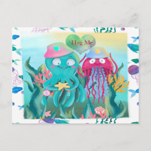 Octopus for Valentine Vykort