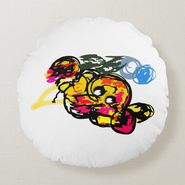 Octopus fun rund kudde (Framsidan)