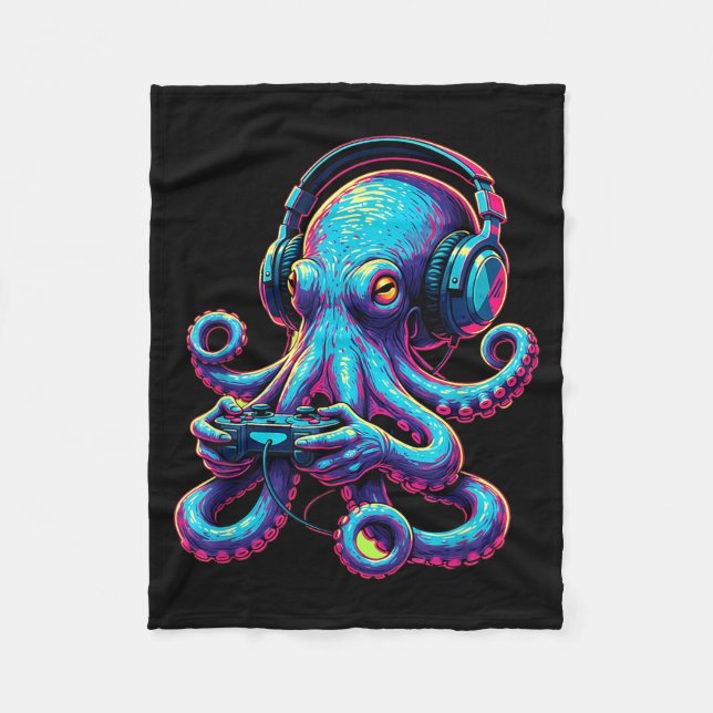 Octopus Gaming Animal Video Games Funny Octopus  Fleecefilt (Framsidan)