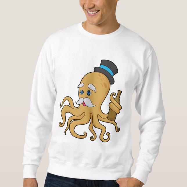 Octopus gentleman Hat Lång Ärmad Tröja (Framsida)