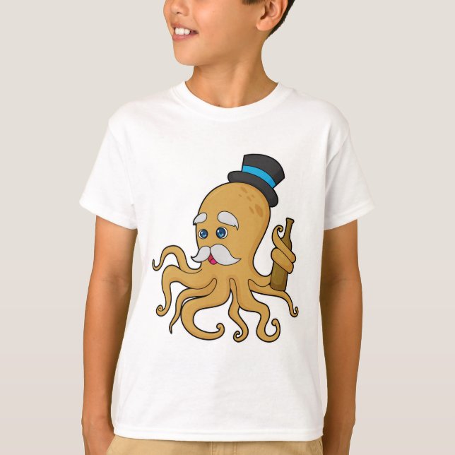 Octopus gentleman Hat T Shirt (Framsida)
