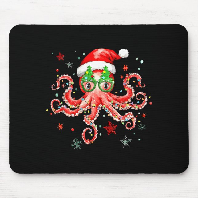 Octopus Gles Santa Hat Christmas Light Ocean Anima Musmatta (Framsidan)