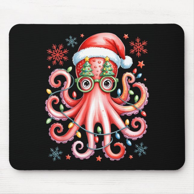 Octopus Gles Santa Hat Christmas Light Ocean Anima Musmatta (Framsidan)