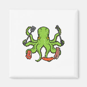 Octopus Grilling Bbq Funny Byrbecue Kött Älskare M Magnet