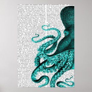 Octopus Grönt Halva Poster