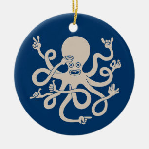 Octopus Händer Julgransprydnad Keramik