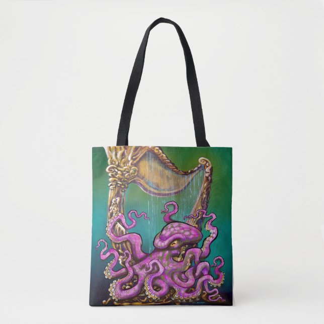 Octopus Harp Tote Bag Tygkasse (Framsida)