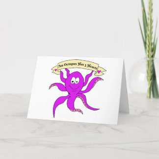 Octopus Hearts Funny Valentine Day Gift Card Helgkort
