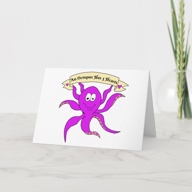 Octopus Hearts Funny Valentine Day Gift Card Helgkort (Framsida)