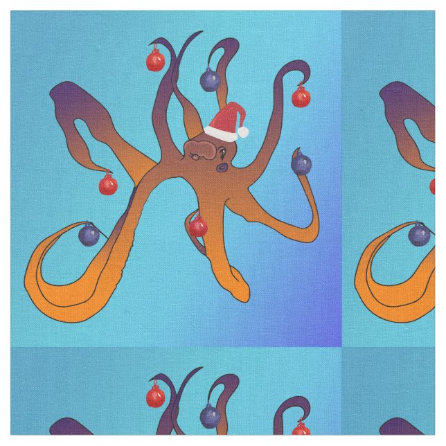 Octopus Helgdag Design Tyg (Närbild)