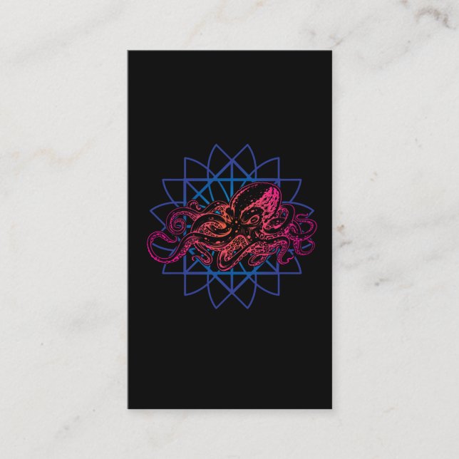 Octopus Helig Geometry Raver Abstrakt Sea Animal Visitkort (Framsida)