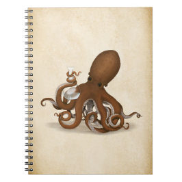 Octopus Holding Chemistry Flask Steampunk Science Anteckningsbok