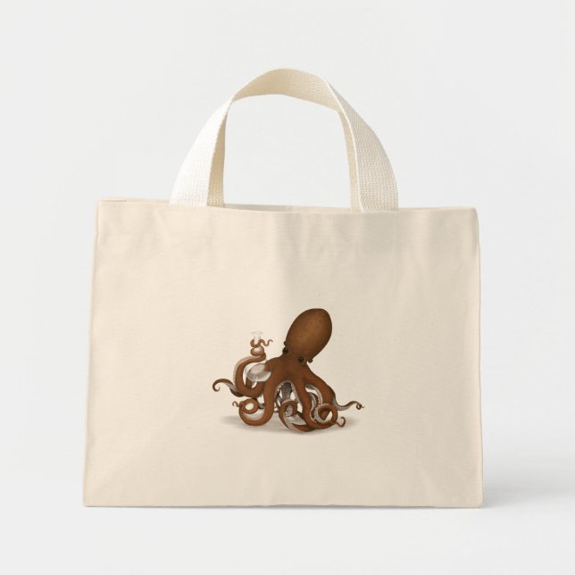Octopus Holding Chemistry Flask Steampunk Science Mini Tygkasse (Framsidan)