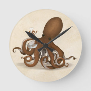 Octopus Holding Chemistry Flask Steampunk Science Rund Klocka
