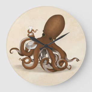 Octopus Holding Chemistry Flask Steampunk Science Stor Klocka