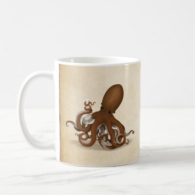 Octopus Holding Glass Flask Science Chemistry Kaffemugg (Vänster)
