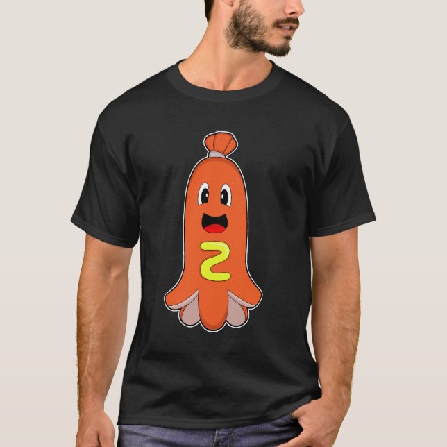Octopus Hotdog Mustard T Shirt (Framsida)