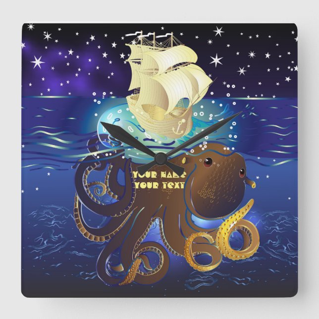 Octopus Huge och Caravella Fyrkantig Klocka (Framsida)