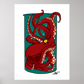 Octopus i Burk Poster